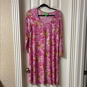 Pappagallo Pink and Green Dolman Sleeve Sundress